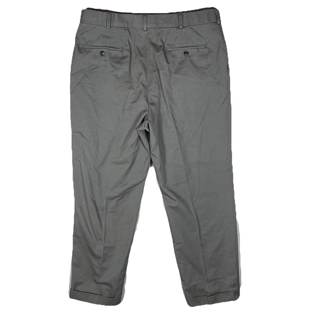 Lands End Pants Mens 34x31 Gray Traditional Fit Pleated Chinos Cuffed - Picture 2 of 7